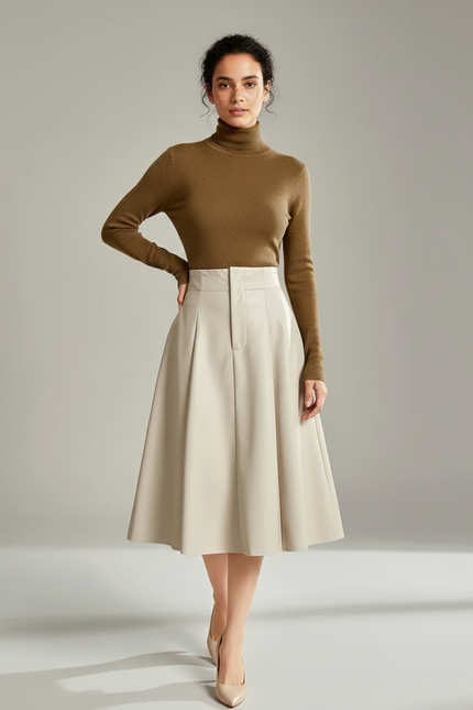 Jupe Trapèze Simili Cuir