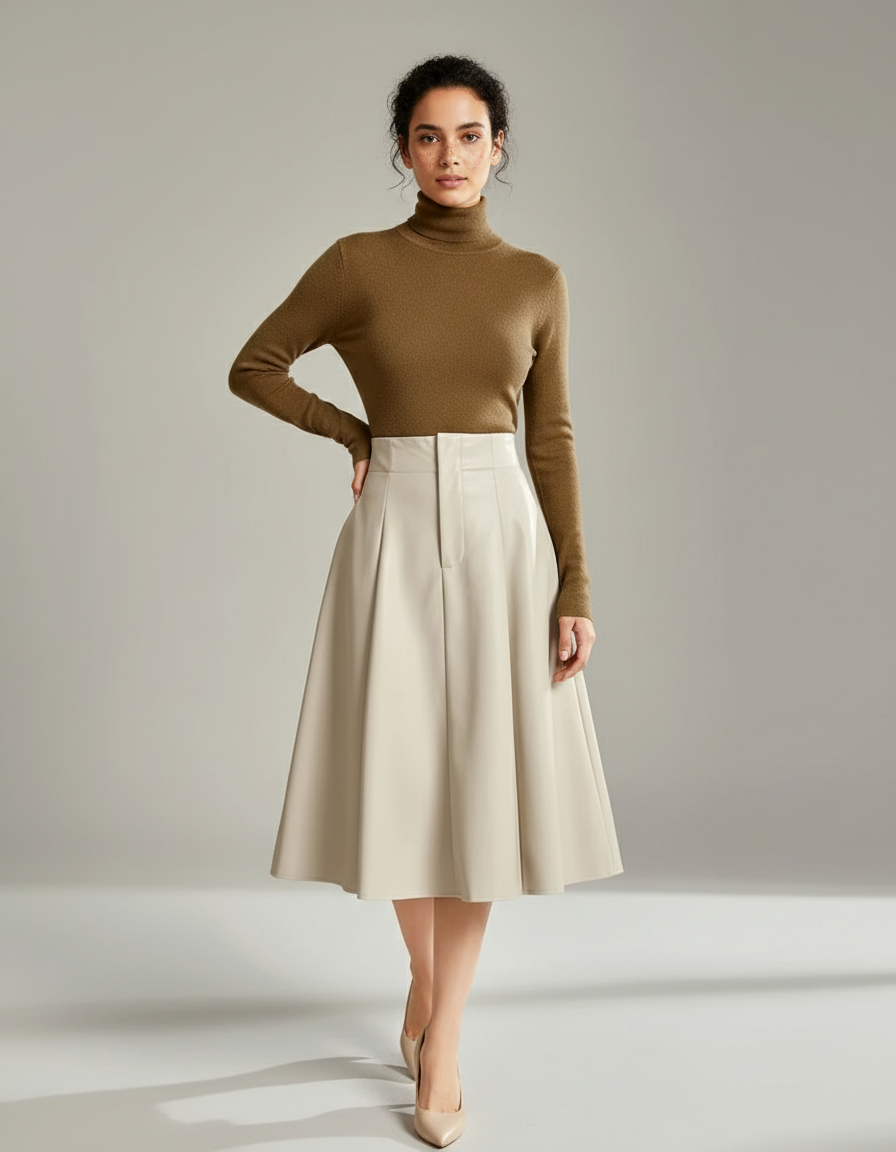 Jupe Trapèze Simili Cuir