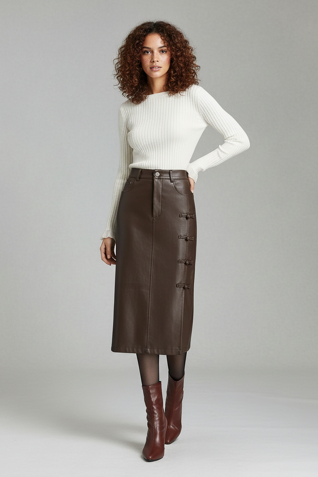 Jupe Cuir Droite Genoux