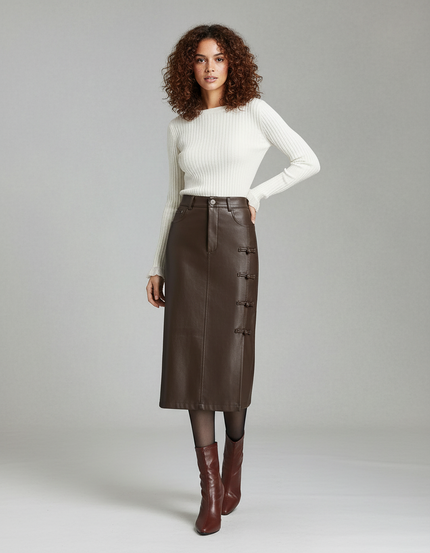 Jupe Cuir Droite Genoux