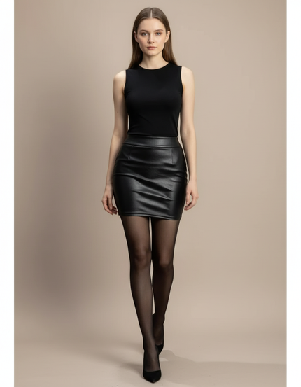Jupe En Cuir Noir Moulante