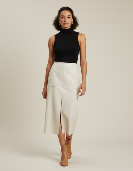 Jupe Crayon Mi Longue Cuir