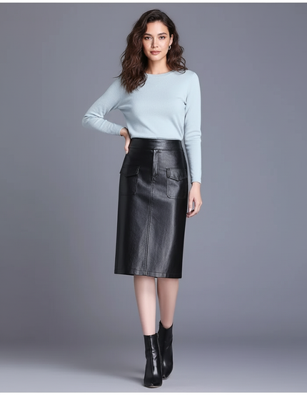 Jupe Cuir Longueur Genou