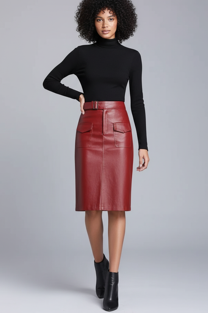 Jupe En Cuir Rouge