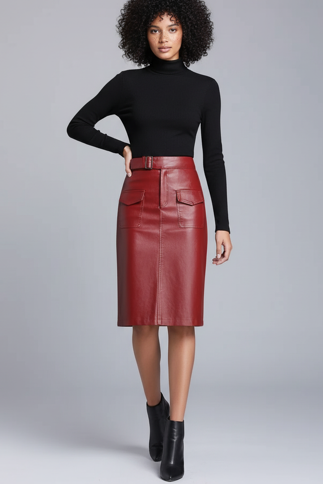 Jupe En Cuir Rouge