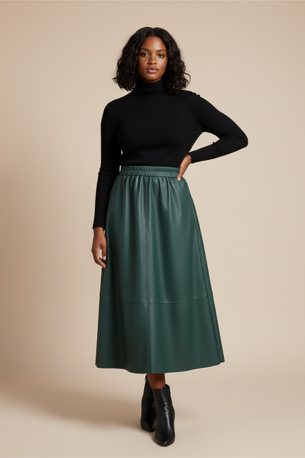 Jupe Simili Cuir Vert