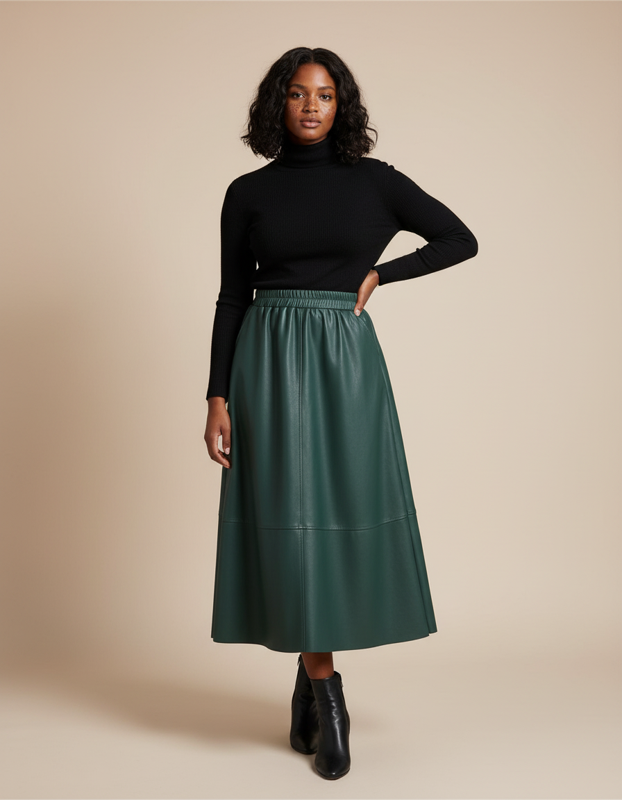 Jupe Simili Cuir Vert