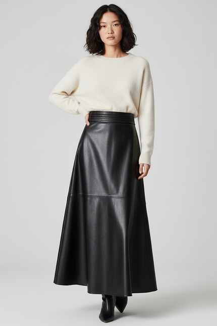 Jupe Cuir Et Pull