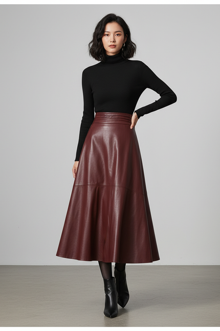Jupe Cuir Burgundy