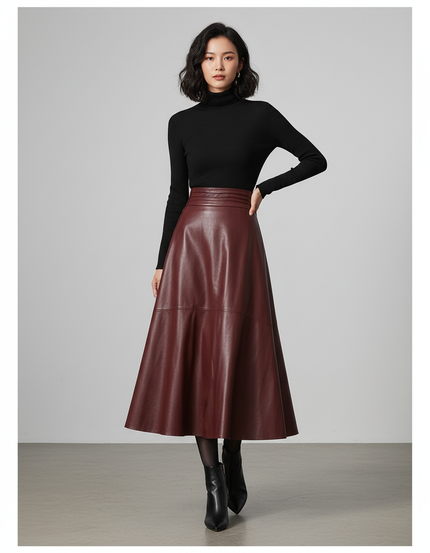 Jupe Cuir Burgundy