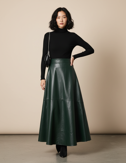 Jupe Simili Cuir Vert Sapin