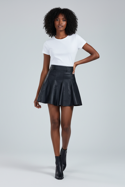 Jupe Patineuse Noir Cuir