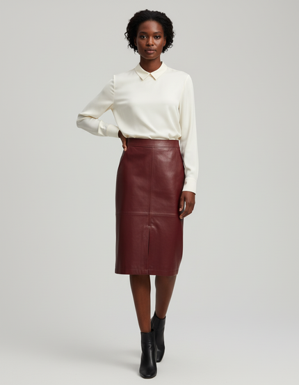 Jupe Crayon Cuir Rouge