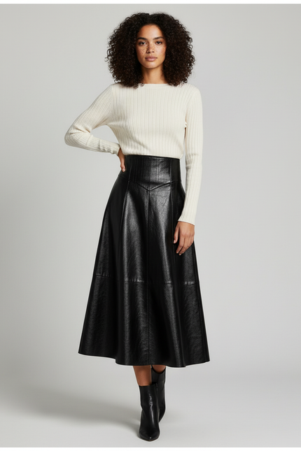 Jupe Noir Cuir Brillant