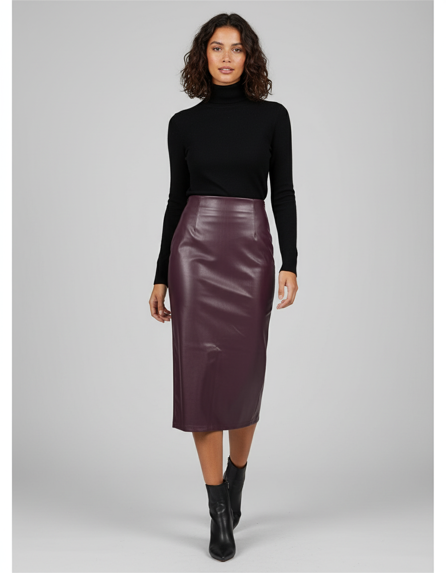 Jupe Burgundy Cuir