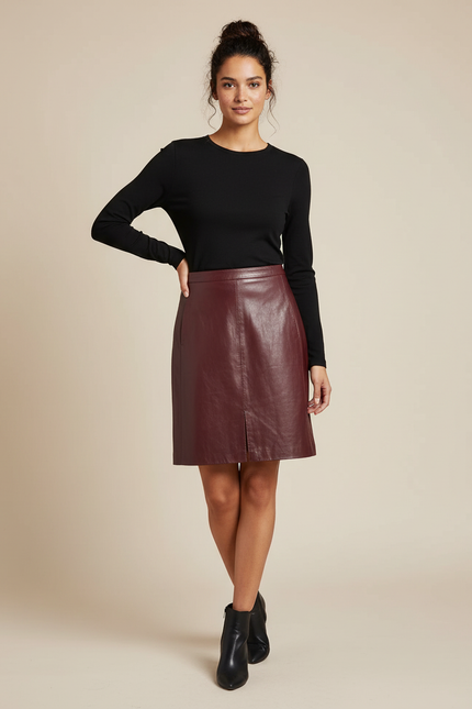 Jupe Cuir Bordeau