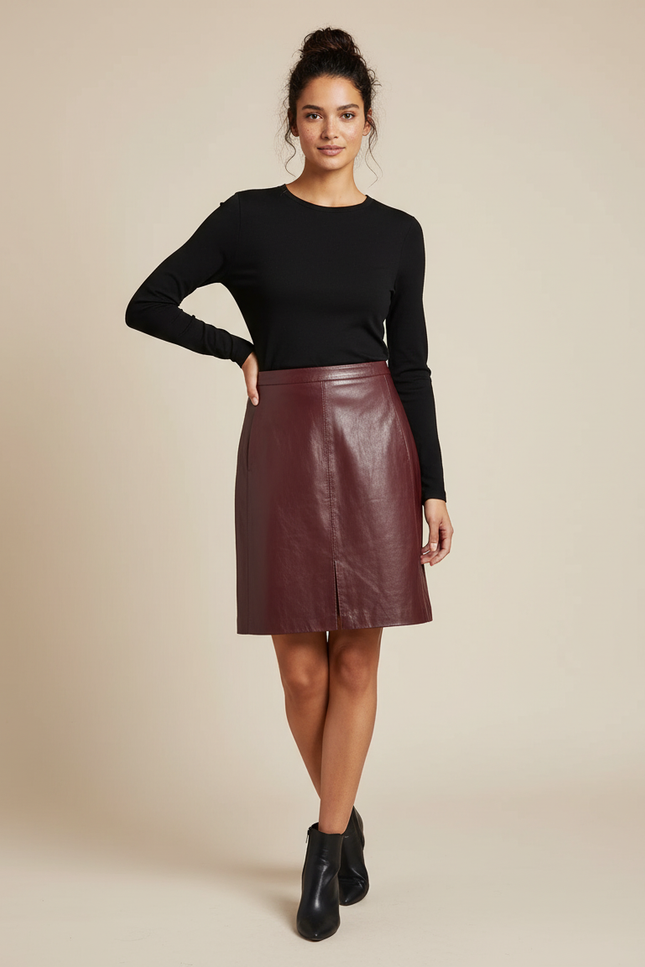Jupe Cuir Bordeau