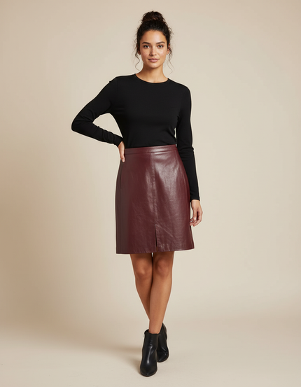 Jupe Cuir Bordeau