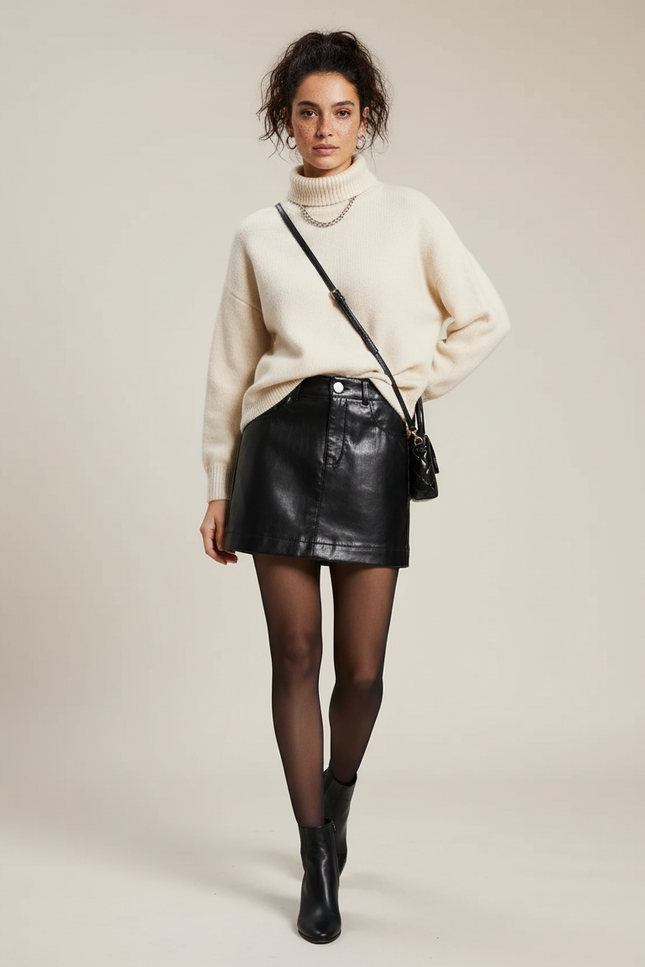 Jupe Cuir Noire Mini Chic