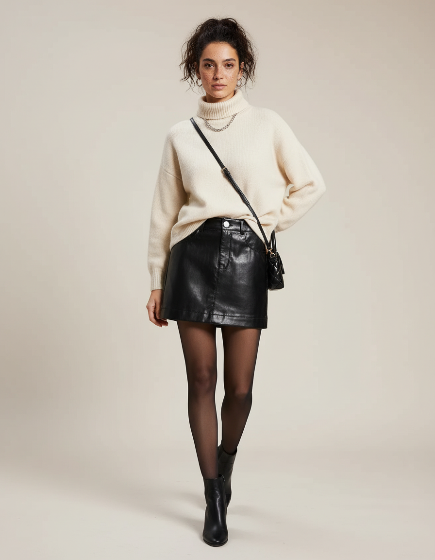 Jupe Cuir Noire Mini Chic
