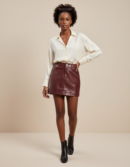 Jupe Simili Cuir Prune