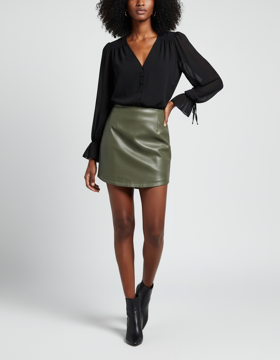 Jupe Cuir Kaki