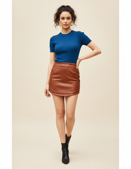 Jupe Simili Cuir Taille Élastiquée