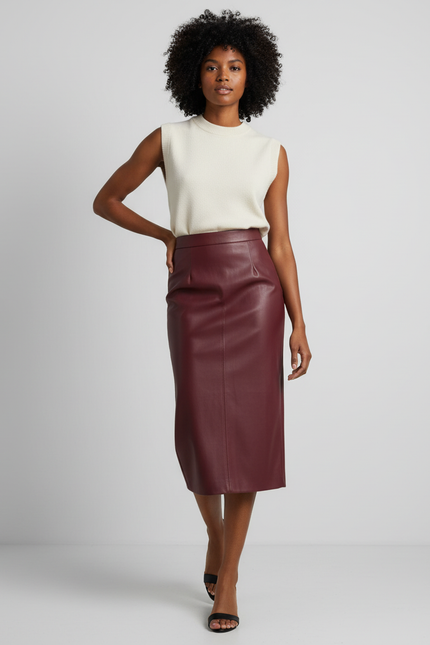 Jupe Simili Cuir Violet