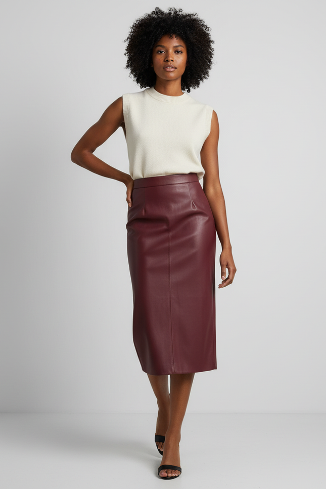 Jupe Simili Cuir Violet