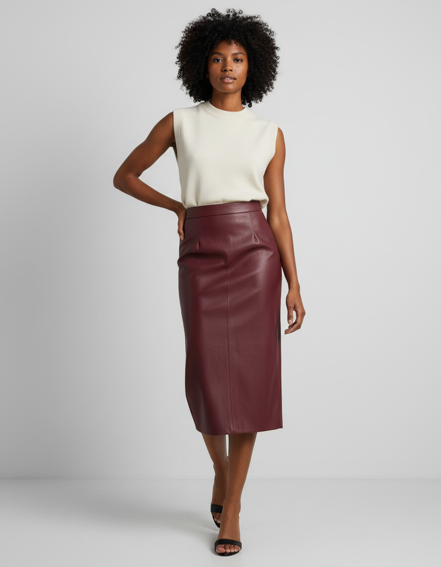 Jupe Simili Cuir Violet