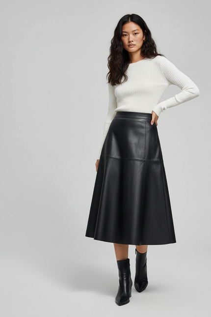 Jupe Corolle Cuir