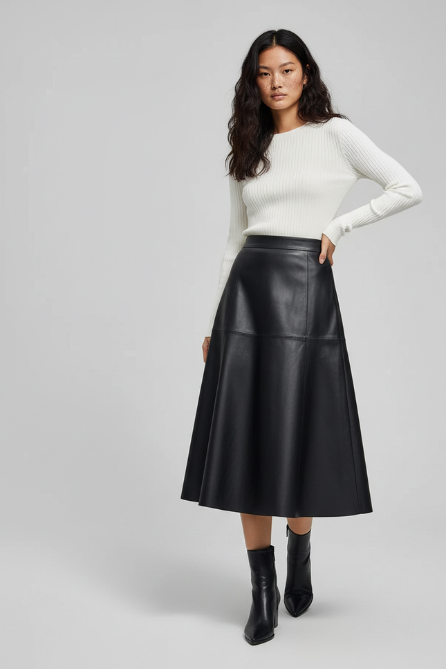 Jupe Corolle Cuir