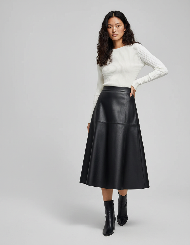 Jupe Corolle Cuir
