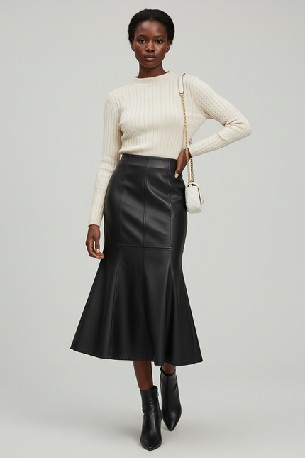 Jupe Cuir Taille Haute Sirène Élégante