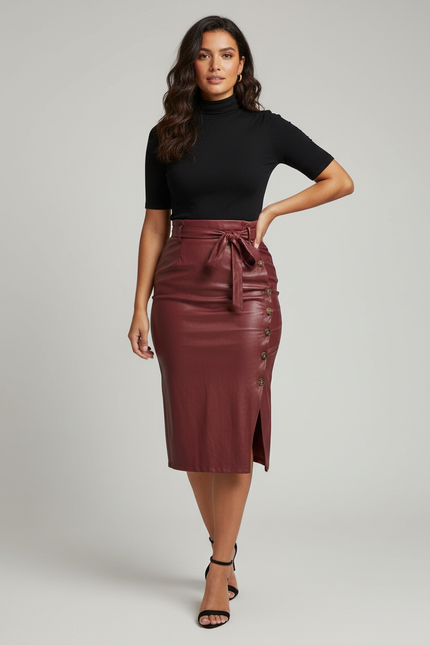 Jupe Simili Cuir Noeud