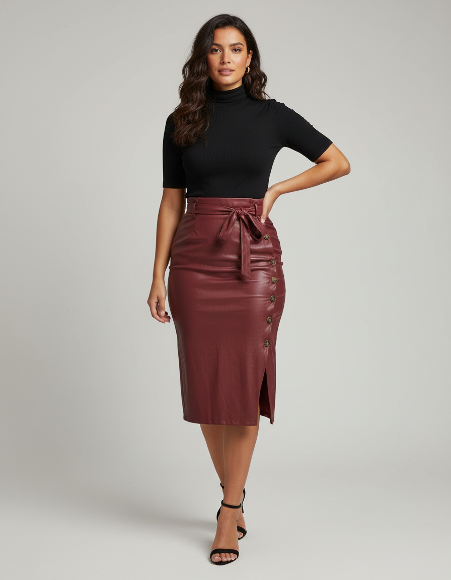 Jupe Simili Cuir Noeud