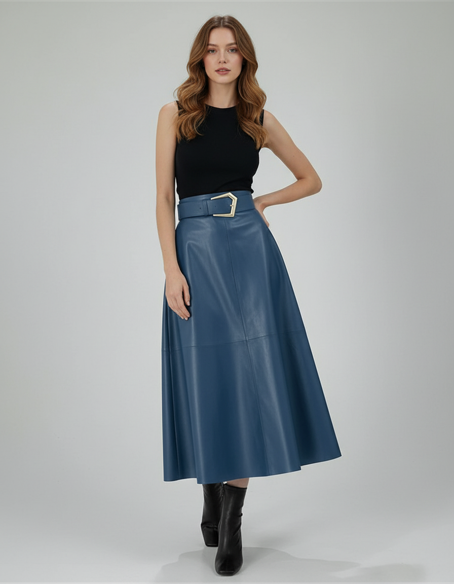 Jupe Longue Effet Cuir