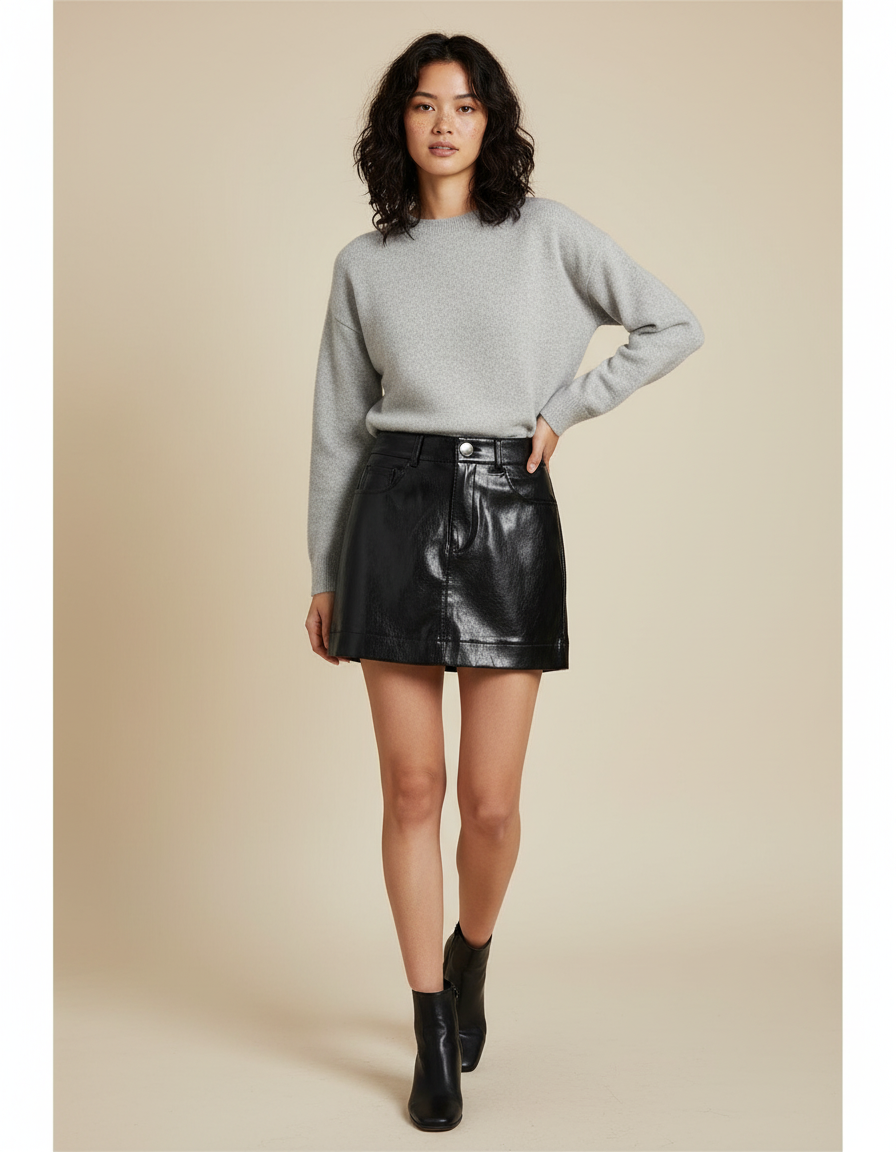 Jupe Cuir Noir Courte