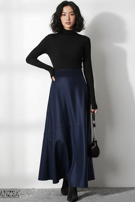 Jupe Cuir Bleu Marine