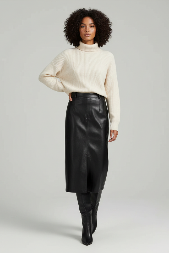 Jupe Longue Cuir Fendue