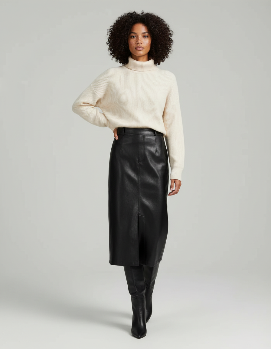 Jupe Longue Cuir Fendue