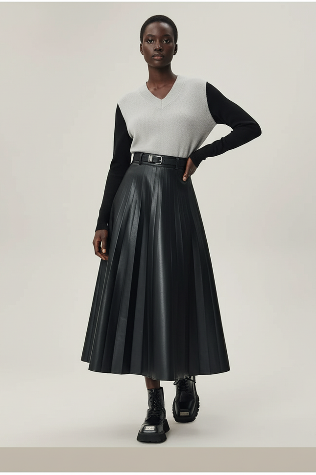 Jupe Cuir Plissee