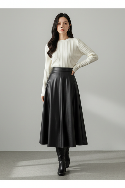 Jupe Noire En Cuir