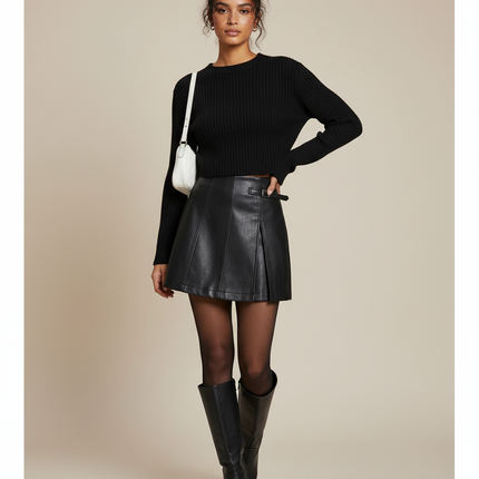 Collection image for: Jupe En Cuir Plissée