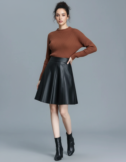 Jupe Simili Cuir Noir Courte