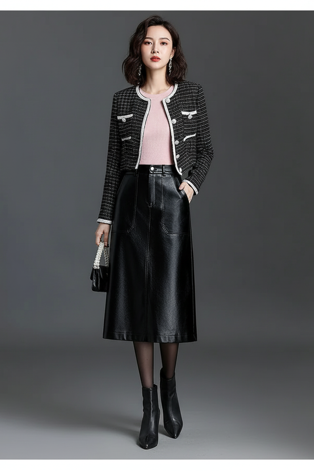 Jupe En Cuir Trapèze