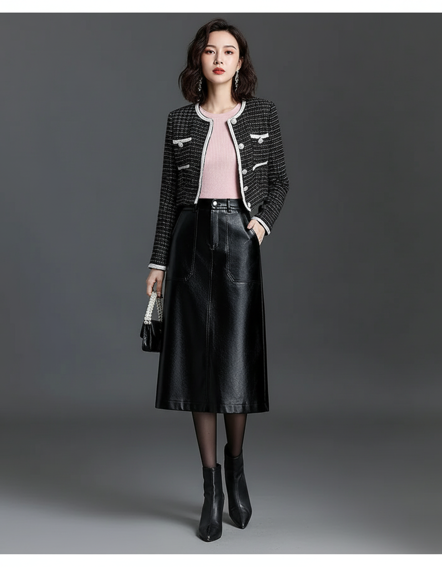 Jupe En Cuir Trapèze