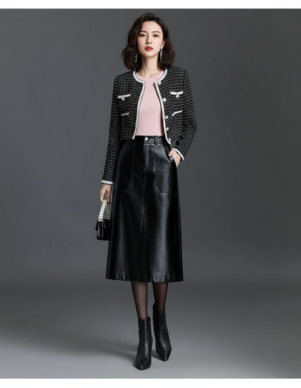 Jupe En Cuir Trapèze