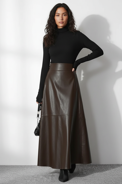 Jupe Longue En Cuir Femme