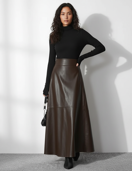 Jupe Longue En Cuir Femme